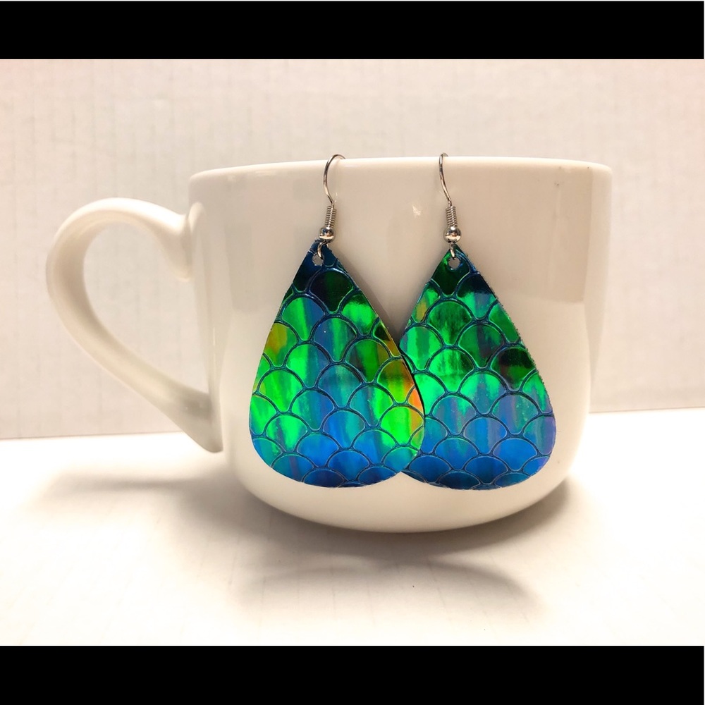 Faux leather earrings.